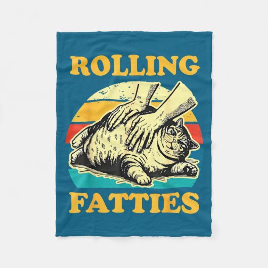 Cat Rolling Fatties Funny For Men Women  Fleecedecke (Vorderseite)