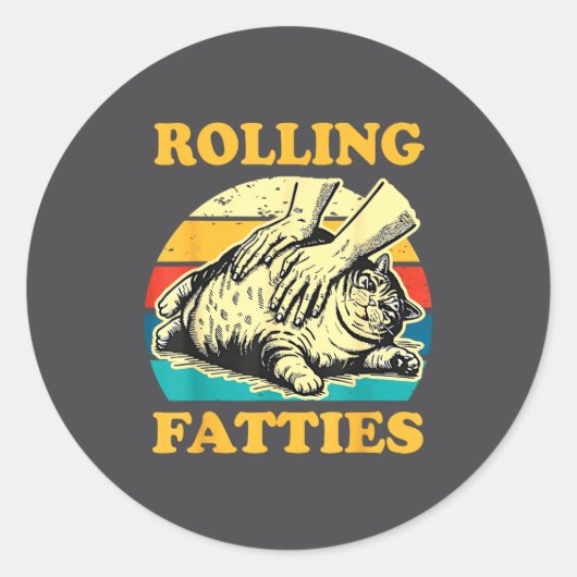 Cat Rolling Fatties Funny For Men Women  Runder Aufkleber (Vorderseite)