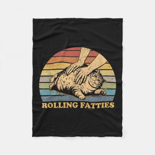 Cat Rolling Fatties Funny Uni Erwachsene und Kids Fleecedecke (Vorderseite)