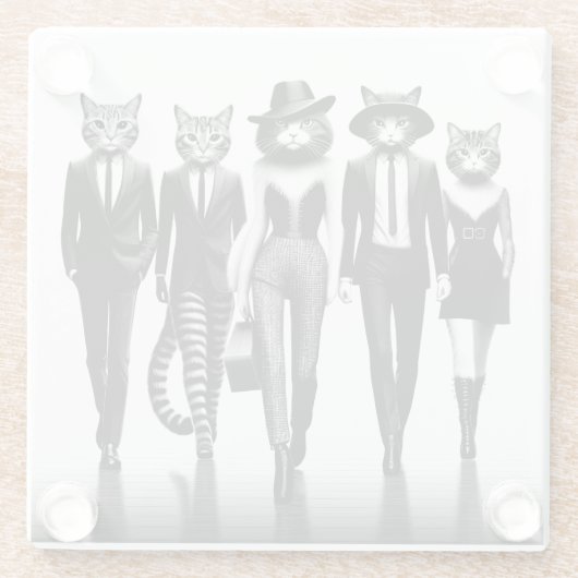 Cat Runway Models durch den Catwalk Glasuntersetzer (Rückseite)