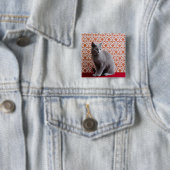 Cat (Russian blue) and wallpaper background Button (Beispiel)