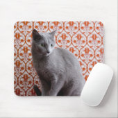 Cat (Russian blue) and wallpaper background Mousepad (Mit Mouse)