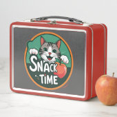 Cat’s Snack Time – Cute Cartoon Cat Eating Snack D Metall Brotdose (Beispiel)