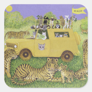 Cat Safari Quadratischer Aufkleber