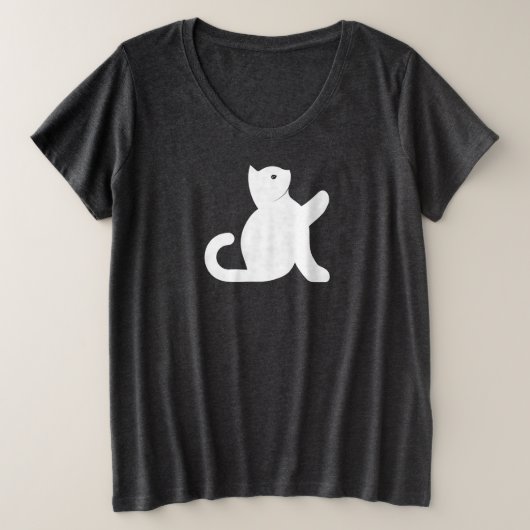 Cat sagt Hallo Große Größe T-Shirt (Design vorne)