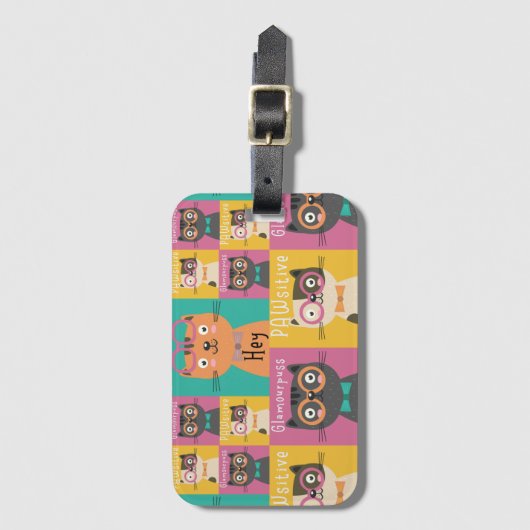 Cat sagt: Hey Funny Memes Gepäckanhänger (Vorderseite Vertikal)