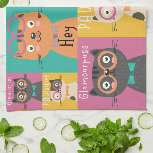 Cat sagt: Hey Funny Memes    Geschirrtuch (Gefaltet)