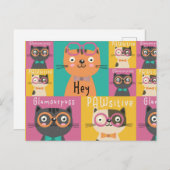 Cat sagt: Hey Funny Memes Postkarte (Vorne/Hinten)