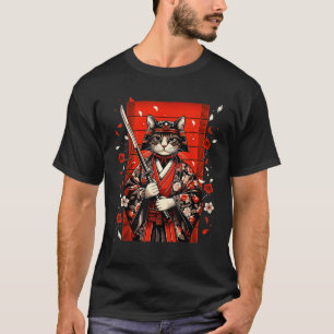 Cat Samurai Anime Kawaii Japanischer Krieger Cats T-Shirt