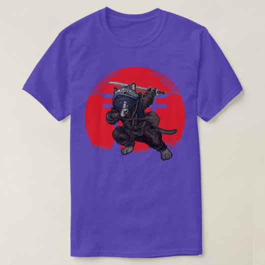 Cat Samurai Japan Flag Kendo Ninja Sword Warrior S T-Shirt (Design vorne)