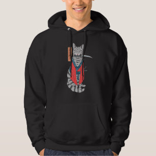 Cat Samurai Katana Schwert und japanisches Kanji Hoodie