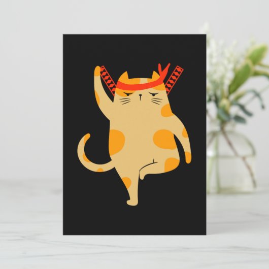 Cat Samurai Ninja Shinobi Kitten Kitty Pet Geschen Einladung (Stehend Vorderseite)