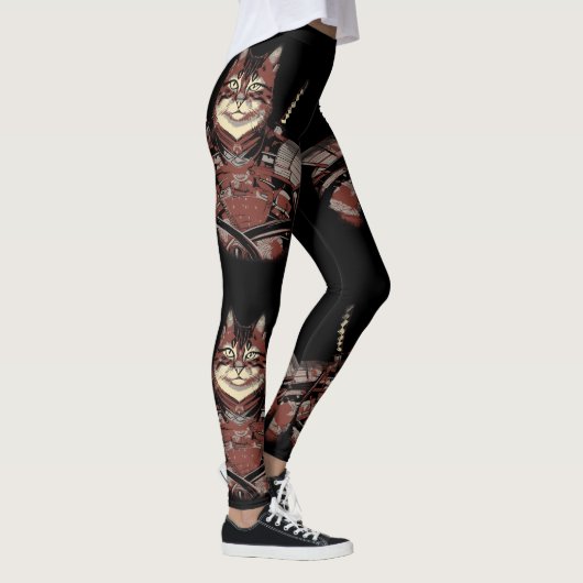 Cat Samurai Warrior Japanisch Leggings (Rechts)