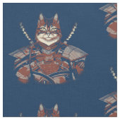 Cat Samurai Warrior Japanisch Stoff (Nahaufnahme)