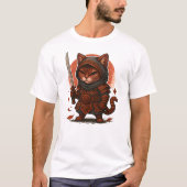 Cat Samurai, Warrior Kitten T-Shirt (Vorderseite)