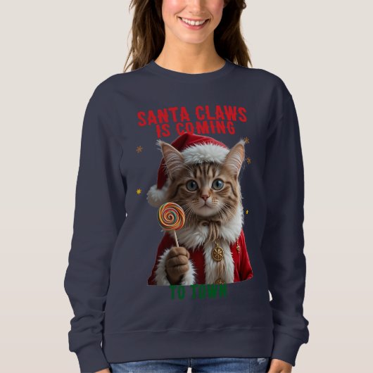 Cat Santa Christmas T-Shirt Sweatshirt (Vorderseite)