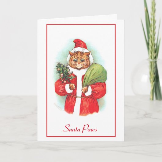 Cat Santa Christmas von Louis Wain Karte (Vorderseite)