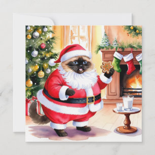 Cat Santa Claus mit Ingwer Brot Feiertagskarte