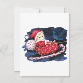 Cat Santa in Santa Sleigh Geschenke liefern Feiertagskarte