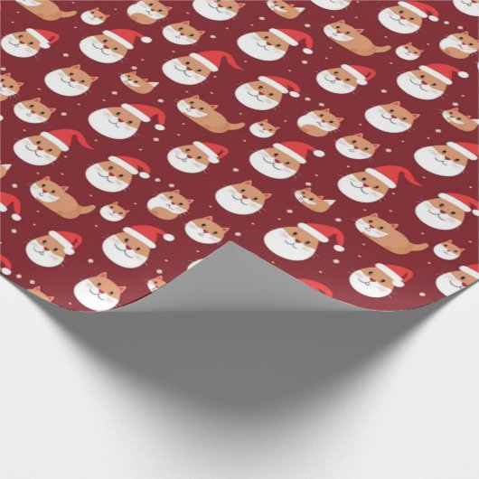Cat Santa Merry Christmas Pattern Wrapper Geschenkpapier (Ecke)