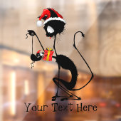 Cat Santa und Maus mit Weihnachtsgeschenk Fensteraufkleber (Blatt 2)