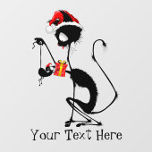 Cat Santa und Maus mit Weihnachtsgeschenk Fensteraufkleber (Blatt)