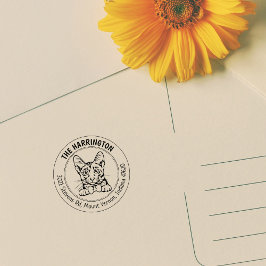 Cat Savannah Family Rücksendeadresse Gummistempel