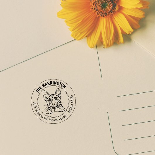 Cat Savannah Family Rücksendeadresse Gummistempel