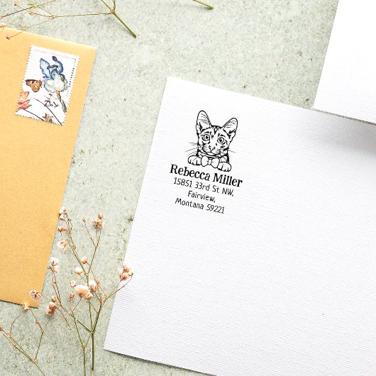 Cat Savannah Rücksendeadresse Gummistempel