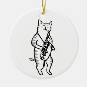 Cat Saxophone Player Musician Jazz Rock Funny Nied Keramik Ornament (Vorne)
