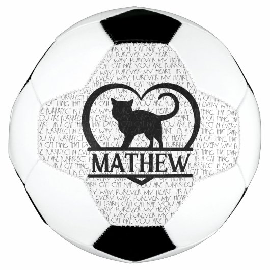 Cat Sayings and Silhouette Heart Split Monogram Fußball (Vorderseite)