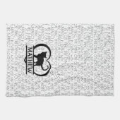 Cat Sayings and Silhouette Heart Split Monogram  Geschirrtuch (Horizontal)