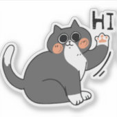 Cat Says Hi Aufkleber (Vorderseite)