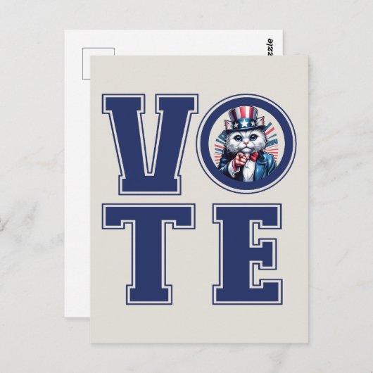 Cat Says Vote Postkarte (Vorne/Hinten)
