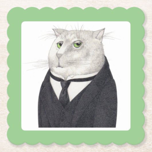 CAT-Scallopted-Square-Untersetzer Untersetzer (Vorderseite)