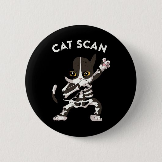 Cat Scan Ct Scan Funny Cat Röntgen Pun Meme Krass  Button (Vorderseite)