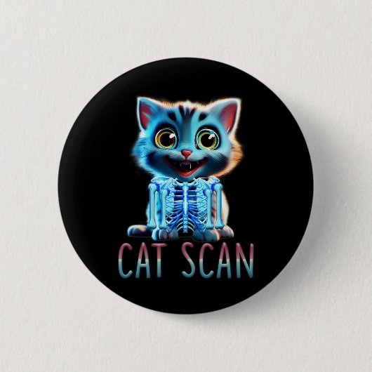 Cat Scan Ct Scan Halloween Cat Röntgen Pun Meme Kr Button (Vorderseite)