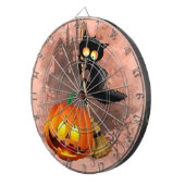 Cat Scared by Pumpkin Fun Halloween Charakter Dartscheibe (Vorderseite rechts)