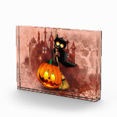 Cat Scared by Pumpkin Fun Halloween Charakter Fotoblock (Rechts)