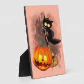 Cat Scared by Pumpkin Fun Halloween Charakter Fotoplatte (Seite)