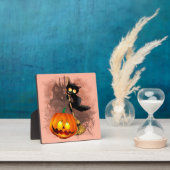 Cat Scared by Pumpkin Fun Halloween Charakter Fotoplatte (InSitu)