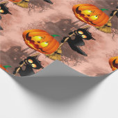 Cat Scared by Pumpkin Fun Halloween Charakter Geschenkpapier (Ecke)