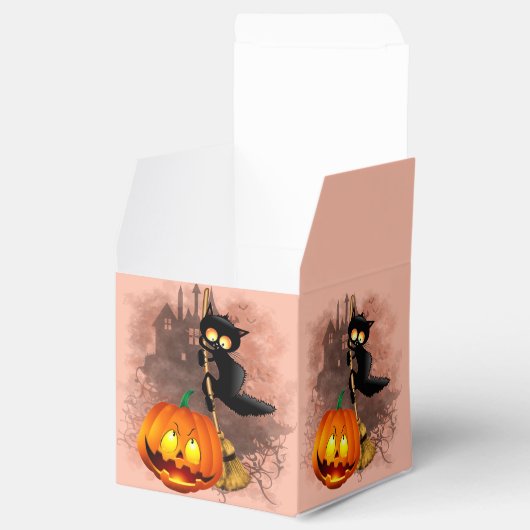 Cat Scared by Pumpkin Fun Halloween Charakter Geschenkschachtel (Geöffnet)