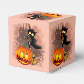 Cat Scared by Pumpkin Fun Halloween Charakter Geschenkschachtel (Rückseite)