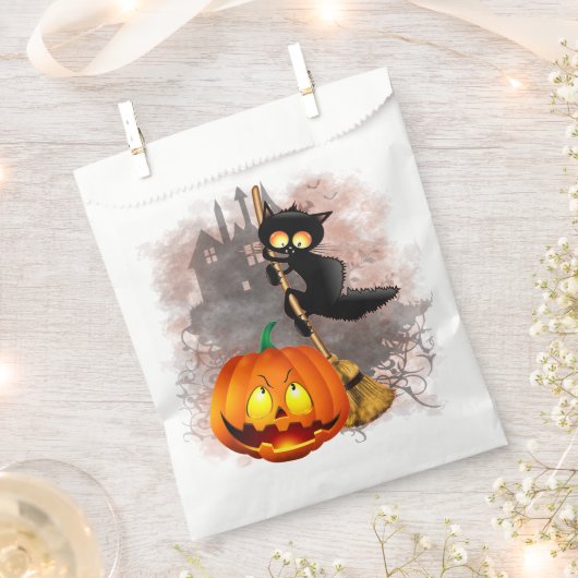 Cat Scared by Pumpkin Fun Halloween Charakter Geschenktütchen (Ausgeschnitten)