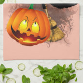 Cat Scared by Pumpkin Fun Halloween Charakter Geschirrtuch (Gefaltet)