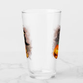 Cat Scared by Pumpkin Fun Halloween Charakter Glas (Rechts)