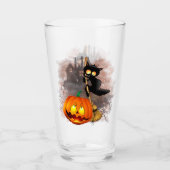 Cat Scared by Pumpkin Fun Halloween Charakter Glas (Vorderseite)