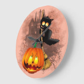 Cat Scared by Pumpkin Fun Halloween Charakter Große Wanduhr (Winkel)