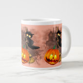 Cat Scared by Pumpkin Fun Halloween Charakter Jumbo-Tasse (Vorderseite Rechts)